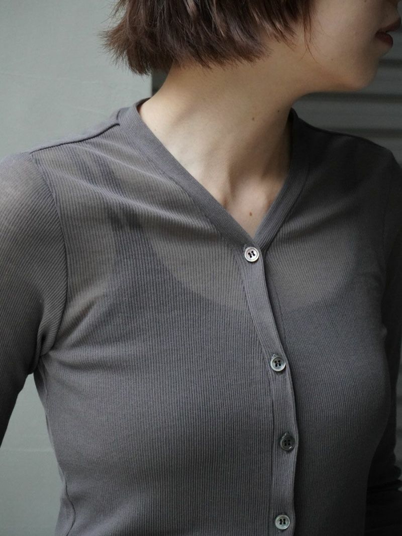 Sheer Rib Vneck Cardigan[GRAY] | 1LDK (ワンエルディーケー