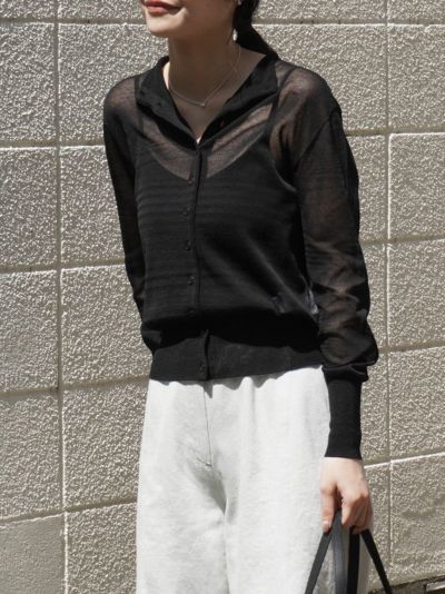 WHOLEGARMENT SHEER CARDIGAN[BLACK]