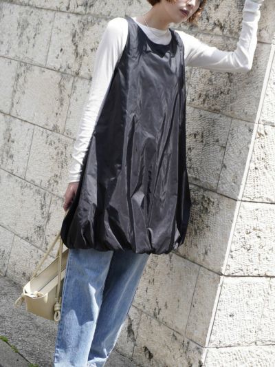 AMOMENTO NYLON VOLUME MINIドレス NYLON VOLUME MINI DRESS -ナイロンボリュームミニドレス