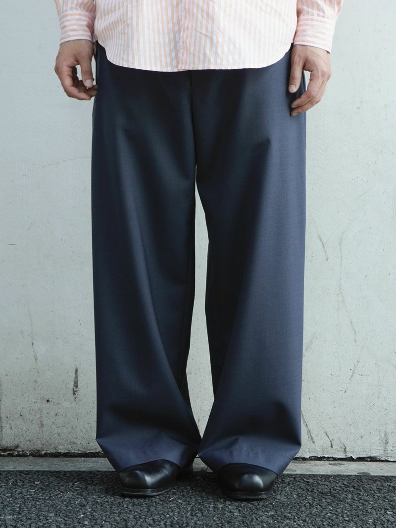 SUMMER WOOL WIDE TROUSERS[NAVY BLUE] | 1LDK (ワンエルディー