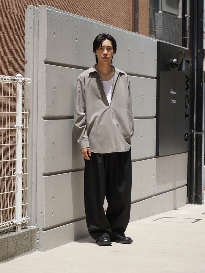 SILK/NYLON OVERSIZED SKIPPER SHIRT[TAUPE] | 1LDK (ワンエル