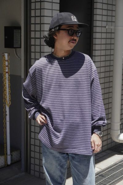 トップス 1LDK EVCON BORDR WIDE 3 BORDER WIDE L/S T-SHIRT[BLUE] | 1LDK (ワンエルディーケー