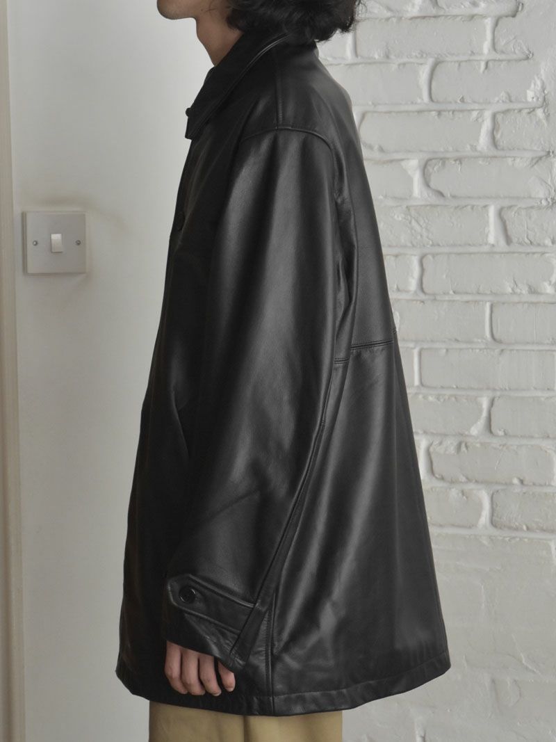 old leather car coat black L 本革 黒 LW Black Genuine Leather Car Coat Men's XLT | eBay