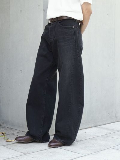 即完売 DEFORMATION WIDE DENIM JEANS (BLACK) ssstein Deformation Wide Denim Jeans Black