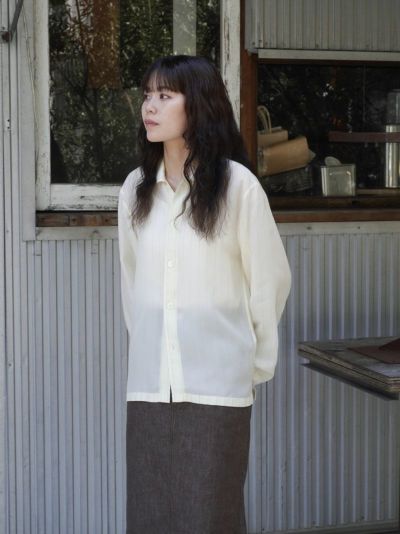 m*u様 【美品】1LDK MY__ グリーンストライプシャツ MY___のストライプシャツ。 - 1LDK AOYAMA