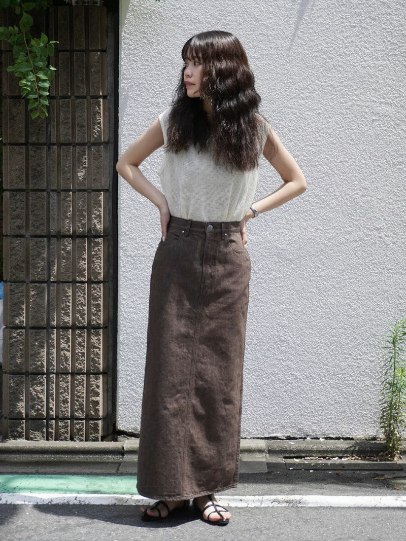 MY_1ldk デニムロングスカート DENIM MAXI SKIRT[BROWN] | 1LDK (ワンエルディーケー) 公式サイト