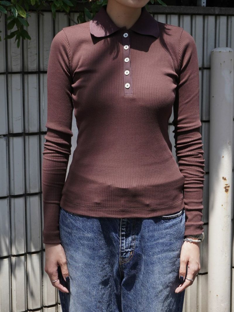 トップス Ernie Palo Rib Tight Polo T-shirt Rib Tight Polo T-shirt[BROWN] | 1LDK (ワンエルディーケー) 公式サイト