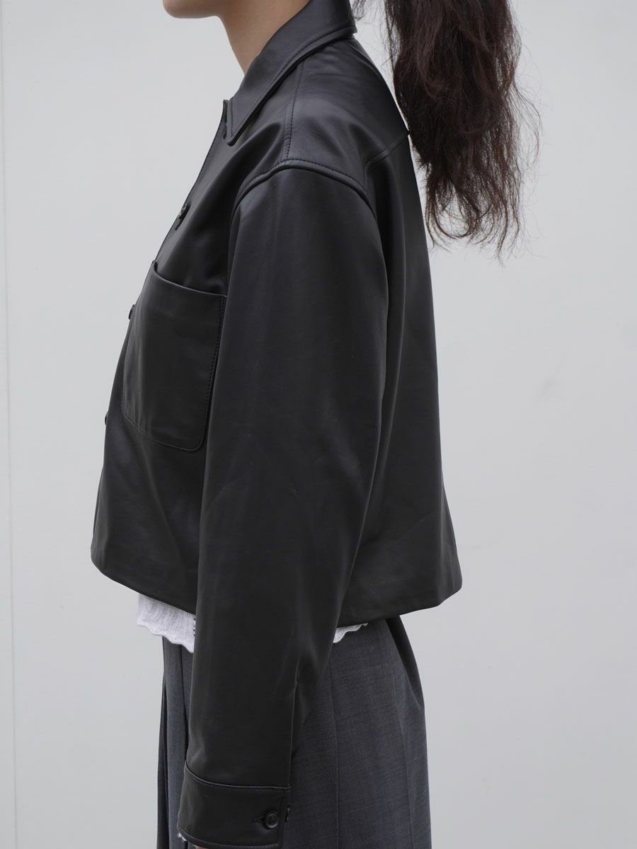 Cropped Leather Shirt Jacket[BLACK] | 1LDK (ワンエルディーケー
