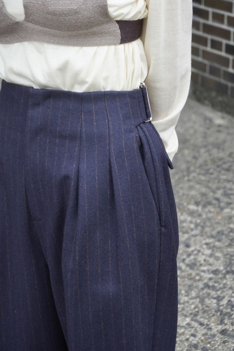 WOOL STRIPE WIDE TROUSERS[NAVY STRIPE] | 1LDK (ワンエルディーケー