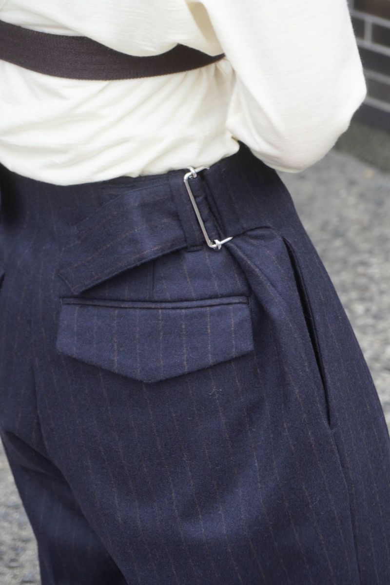 WOOL STRIPE WIDE TROUSERS[NAVY STRIPE] | 1LDK (ワンエルディーケー