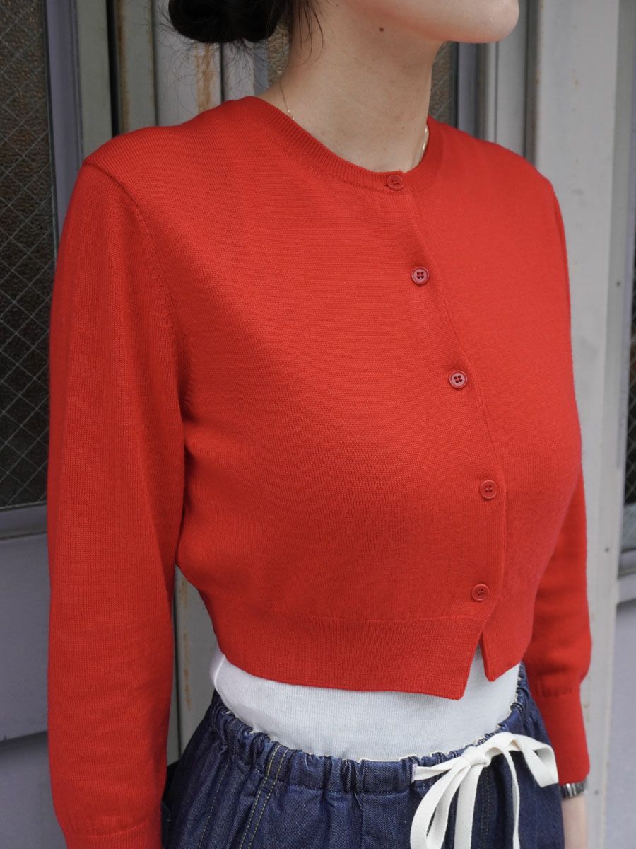 ROUND NECK CROP CARDIGAN[RED] | 1LDK (ワンエルディーケー) 公式サイト