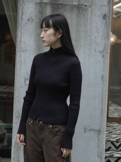 RIBBED HIGH NECK ZIP UP[BLACK] | 1LDK (ワンエルディーケー) 公式サイト