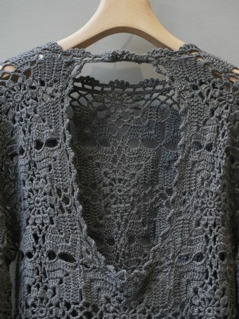 Cashmere blend fleur lace tops[GRAY] | 1LDK (ワンエルディーケー