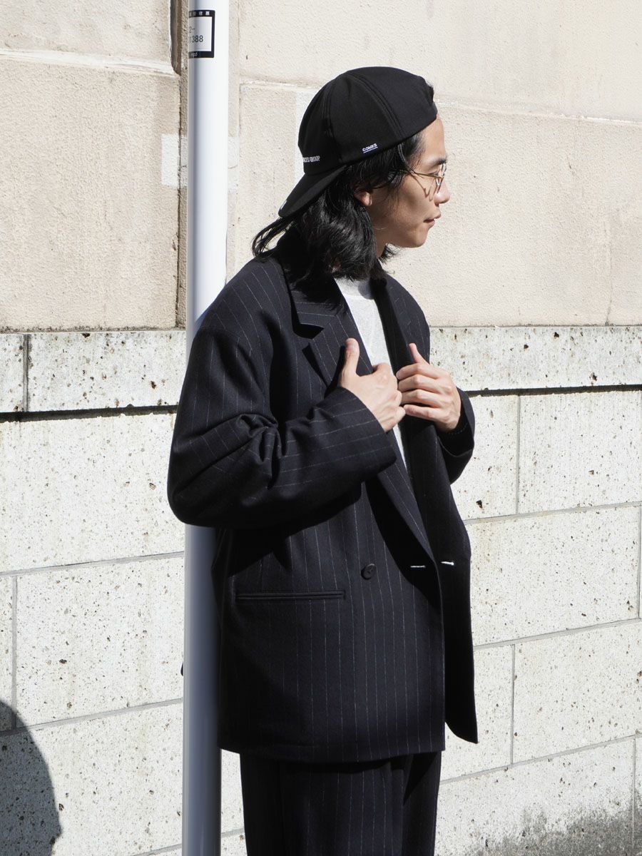 36G Wool Stripe Double Jacket[BLACK(Night Black)] | 1LDK (ワンエル