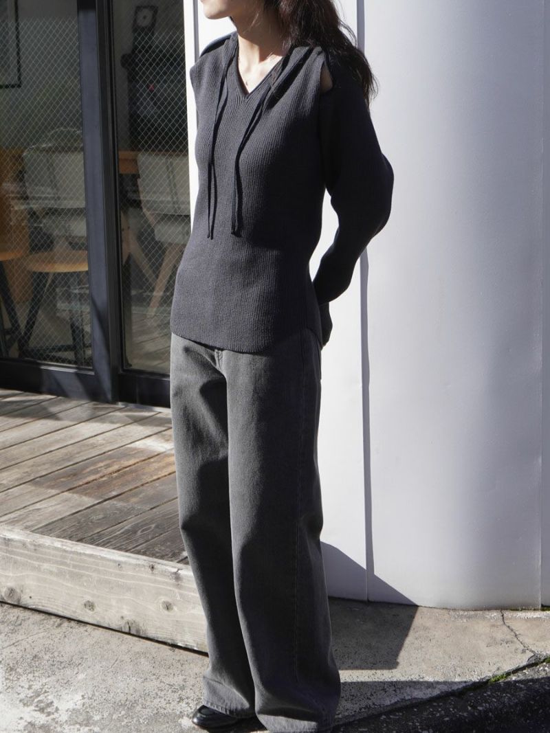 トップス 1ldk OPEN SLEEVE V/NECK KNIT TOP[STEEL GRAY] | 1LDK (ワンエルディーケー