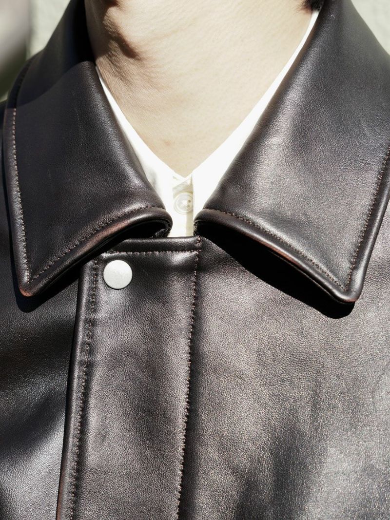 SHEEP LEATHER ZIP SHORT JACKET[DARK BROWN] | 1LDK (ワンエルディー