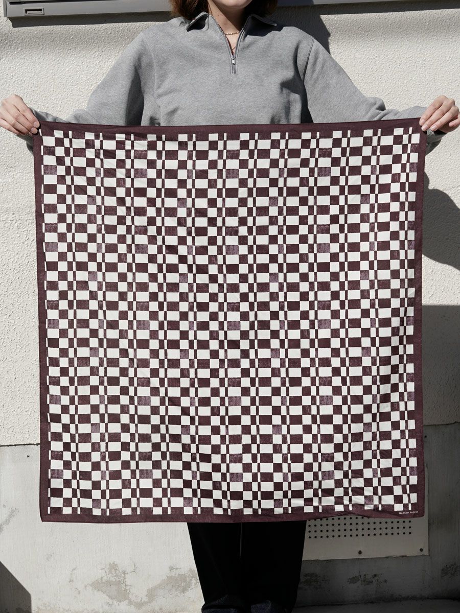 Cotton Silk Checkered Scarf[BURGUNDY] | 1LDK (ワンエルディーケー