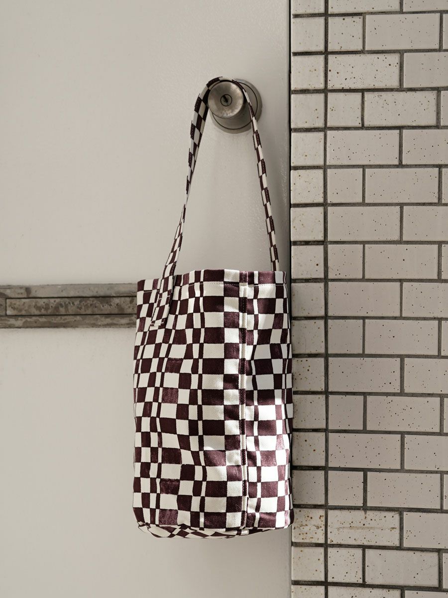 Checkered Bucket Tote Bag[BURGUNDY] | 1LDK (ワンエルディーケー