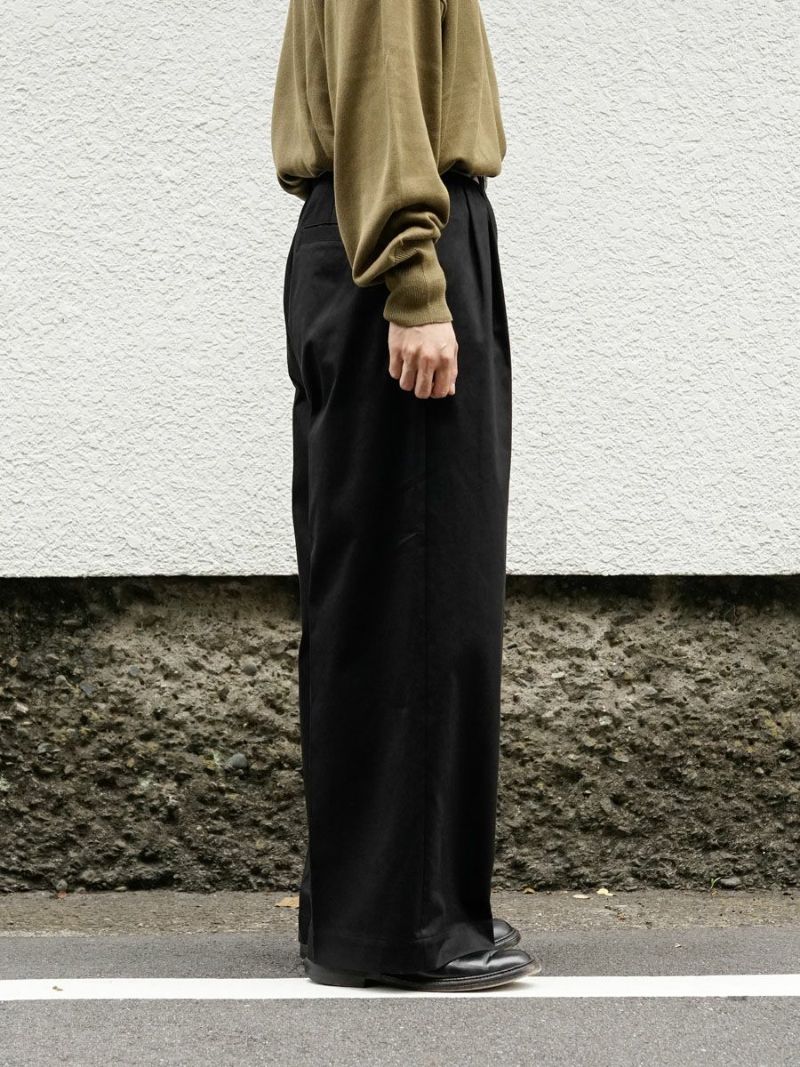 2TUCK WIDE CHINO TROUSERS[BLACK] | 1LDK (ワンエルディーケー) 公式